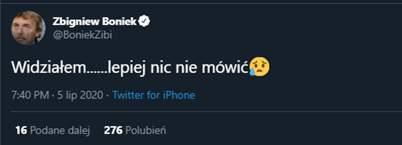 TWEET Zbigniewa Bońka po kolejnej porażce Widzewa